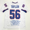 Autographed/Signed Lawrence Taylor New York White Stat Football Jersey Beckett BAS COA