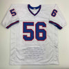 Autographed/Signed Lawrence Taylor New York White Stat Football Jersey Beckett BAS COA