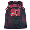 Autographed/Signed Dennis Rodman Chicago Pinstripe Basketball Jersey Beckett BAS COA by Hall of Fame Sports Memorabilia