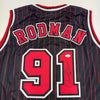 Autographed/Signed Dennis Rodman Chicago Pinstripe Basketball Jersey Beckett BAS COA