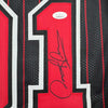 Autographed/Signed Dennis Rodman Chicago Pinstripe Basketball Jersey Beckett BAS COA