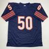 Autographed/Signed Mike Singletary Chicago Blue Stat Football Jersey Beckett BAS COA