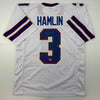 Autographed/Signed Damar Hamlin Buffalo White Football Jersey Beckett BAS COA by Hall of Fame Sports Memorabilia