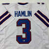 Autographed/Signed Damar Hamlin Buffalo White Football Jersey Beckett BAS COA by Hall of Fame Sports Memorabilia