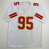 Autographed/Signed Chris Jones Kansas City White Football Jersey JSA COA