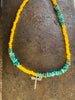 Colordrift Yellow + Turquoise Beaded Necklace by mend metalworks