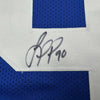 Autographed/Signed Jason Pierre-Paul JPP New York Blue Football Jersey JSA COA by Hall of Fame Sports Memorabilia
