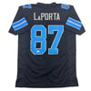 Autographed/Signed Sam LaPorta Detroit Black Football Jersey Beckett BAS COA