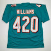 Autographed/Signed Ricky Williams Smoke Weed Everyday Puff Puff Run #420 Inscribed Miami Teal Football Jersey Beckett BAS COA by Hall of Fame Sports Memorabilia