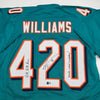 Autographed/Signed Ricky Williams Smoke Weed Everyday Puff Puff Run #420 Inscribed Miami Teal Football Jersey Beckett BAS COA by Hall of Fame Sports Memorabilia