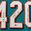 Autographed/Signed Ricky Williams Smoke Weed Everyday Puff Puff Run #420 Inscribed Miami Teal Football Jersey Beckett BAS COA by Hall of Fame Sports Memorabilia