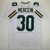 Autographed/Signed Chuck Mercein Ice Bowl Green Bay White Football Jersey JSA COA by Hall of Fame Sports Memorabilia