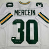 Autographed/Signed Chuck Mercein Ice Bowl Green Bay White Football Jersey JSA COA by Hall of Fame Sports Memorabilia