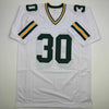 Autographed/Signed Chuck Mercein Ice Bowl Green Bay White Football Jersey JSA COA by Hall of Fame Sports Memorabilia