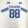 Autographed/Signed Drew Pearson HOF 21 Dallas White Football Jersey Beckett BAS COA by Hall of Fame Sports Memorabilia