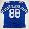 Autographed/Signed Drew Pearson HOF 21 Dallas Blue Football Jersey Beckett BAS COA by Hall of Fame Sports Memorabilia