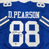 Autographed/Signed Drew Pearson HOF 21 Dallas Blue Football Jersey Beckett BAS COA by Hall of Fame Sports Memorabilia