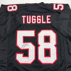 Autographed/Signed Jessie Tuggle Atlanta Black Football Jersey JSA COA by Hall of Fame Sports Memorabilia