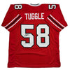 Autographed/Signed Jessie Tuggle Atlanta Red Football Jersey JSA COA by Hall of Fame Sports Memorabilia