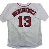Autographed/Signed Doug Mientkiewicz Final Out! 04 WS Champs! Boston White Baseball Jersey Beckett BAS COA by Hall of Fame Sports Memorabilia