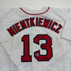 Autographed/Signed Doug Mientkiewicz Final Out! 04 WS Champs! Boston White Baseball Jersey Beckett BAS COA by Hall of Fame Sports Memorabilia