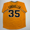 Autographed/Signed Manny Sanguillen Pittsburgh Yellow Baseball Jersey JSA COA by Hall of Fame Sports Memorabilia