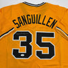Autographed/Signed Manny Sanguillen Pittsburgh Yellow Baseball Jersey JSA COA by Hall of Fame Sports Memorabilia