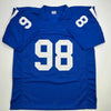 Autographed/Signed Robert Mathis Indianapolis Blue Football Jersey JSA COA by Hall of Fame Sports Memorabilia