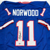 Autographed/Signed Scott Norwood Buffalo Blue Football Jersey Beckett BAS COA by Hall of Fame Sports Memorabilia