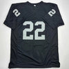 Autographed/Signed Michael Mike Haynes HOF 97 Oakland Black Football Jersey Beckett BAS COA by Hall of Fame Sports Memorabilia