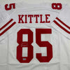 Autographed/Signed George Kittle San Francisco White Football Jersey Beckett BAS COA by Hall of Fame Sports Memorabilia