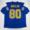 Autographed/Signed Kellen Winslow HOF 95 San Diego Chargers Blue/Yellow Football Jersey Beckett BAS COA