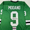 Autographed/Signed Mike Modano Dallas Green Retro Hockey Jersey Beckett BAS COA