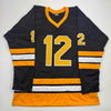 Autographed/Signed Adam Oates "HOF 12" Boston Black Hockey Jersey Beckett BAS COA