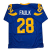 Autographed/Signed Marshall Faulk St. Louis Blue Football Jersey Beckett BAS COA by Hall of Fame Sports Memorabilia