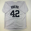 Autographed/Signed Mariano Rivera New York Pinstripe Baseball Jersey Beckett BAS COA Holo