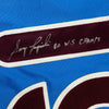 Autographed/Signed Greg Luzinski 80 WS Champs Philadelphia Retro Blue Baseball Jersey JSA COA