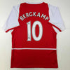 Autographed/Signed Dennis Bergkamp Arsenal Red Soccer Jersey Beckett BAS COA