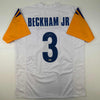 Autographed/Signed Odell Beckham Jr. OBJ Los Angeles LA White Football Jersey Beckett BAS COA