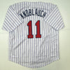 Autographed/Signed Chuck Knoblauch Minnesota Pinstripe Baseball Jersey Leaf Authentic COA