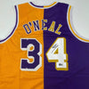 Autographed/Signed Shaquille Shaq O'Neal Los Angeles LA Split Basketball Jersey Beckett BAS COA by Hall of Fame Sports Memorabilia