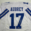 Autographed/Signed Brandon Aubrey Dallas White Football Jersey Beckett BAS COA by Hall of Fame Sports Memorabilia