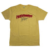Autographed/Signed Hulk Hogan Hulkamania Yellow WWE Wrestling Shirt T-Shirt Beckett BAS COA by Hall of Fame Sports Memorabilia