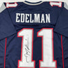 Autographed/Signed Julian Edelman New England Blue Football Jersey JSA COA
