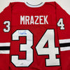 Autographed/Signed Petr Mrazek Chicago Red Hockey Jersey Beckett BAS COA