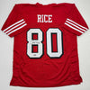 Autographed/Signed Jerry Rice San Francisco Red Alternate Football Jersey Tristar COA