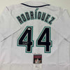 Autographed/Signed Julio Rodriguez Seattle White Baseball Jersey JSA COA