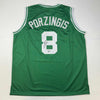Autographed/Signed Kristaps Porzingis Boston Green Basketball Jersey JSA COA