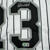 Autographed/Signed Robin Ventura Chicago Pinstripe Baseball Jersey Beckett BAS COA