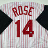 Autographed/Signed Pete Rose Cincinnati Pinstripe Baseball Jersey Athlete Hologram COA Holo